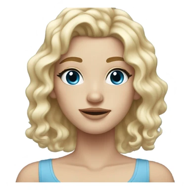 Blond wavy hair with brown roots , blue eyes, white skin, freckles and long eyelashes  sticker