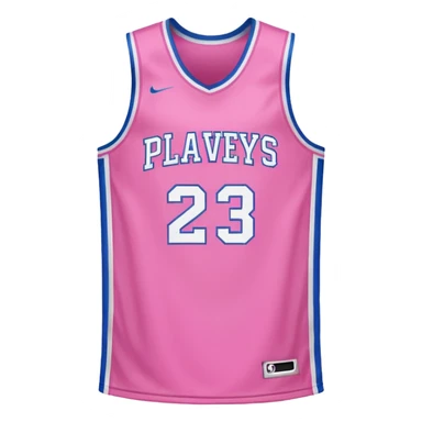 pink basketball jersey with the text PLAVLEYS 23 and white stripes sticker