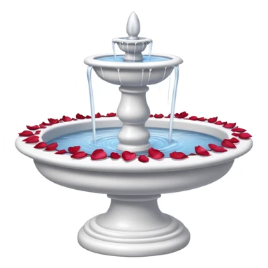 A white romantic porcelain fountain with rose petals scattered around sticker