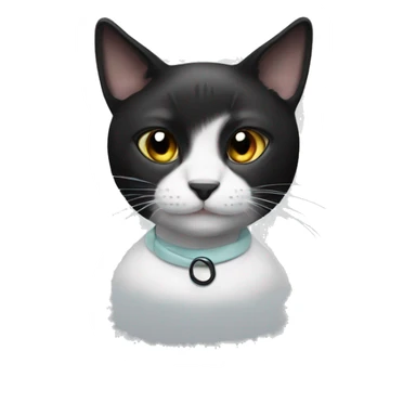 black and white cat with the letter m on its forehead sticker