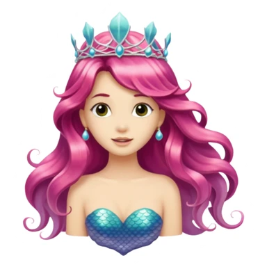Mermaid with Shell Crown – Long flowing hair, shell tiar sticker