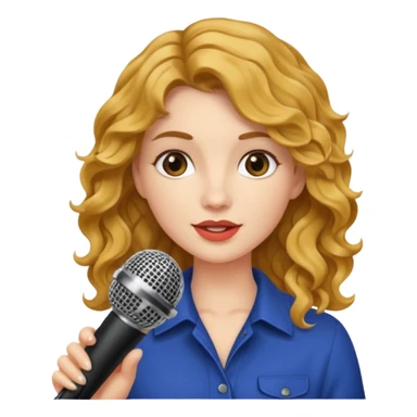 rubia con pelo ondulado y un microfono en la mano sticker