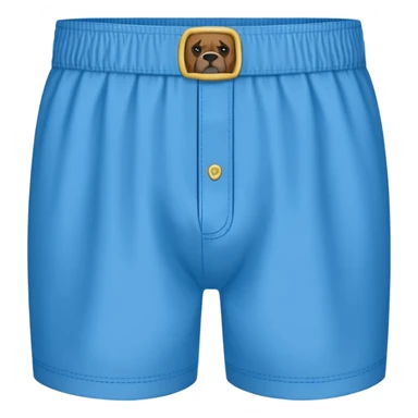 blue boxer shorts, with waistband detail sticker