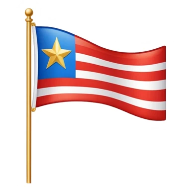Flag with horizontal blue stripe, then horizontal white stripe, then horizontal red stripe. Red star in the middle outlined in gold  sticker