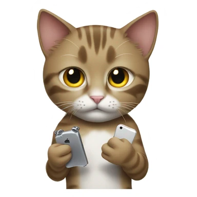 cat holding iphone 15 sticker