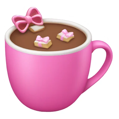 Hot cocoa in pink cup decorated with pink bows sticker