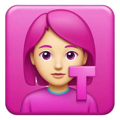 words in magenta “T” sticker