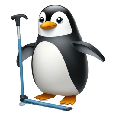 a penguin with crutches  sticker