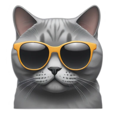deep grayBritish Shorthair Cat with sunglasses use camera sticker