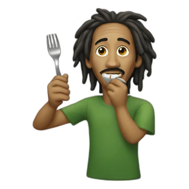 Bob Marley eating spoons sticker