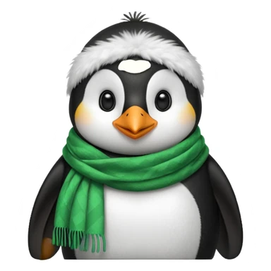 penguin with green scarf  sticker