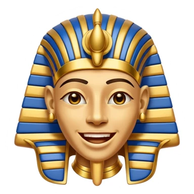 Discord emoji for "RA Silkroad", Ancient Egyptian theme, funny Pharaoh face laughing, cartoonish, colorful, shiny gold, small and clear.
 sticker