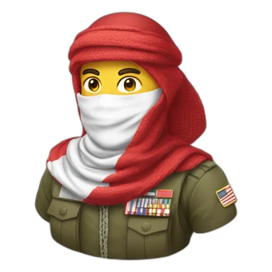 man masked with red and white shemagh and wearing military clothing sticker
