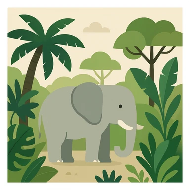 Flat design style elephant in the jungle sticker