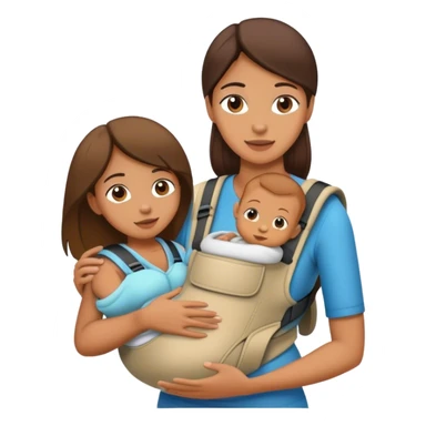 Maman porte son bébé à l'aide d'un porte-bébé sticker