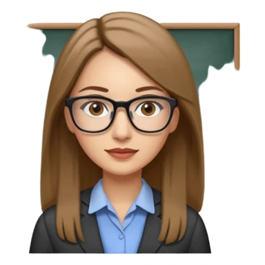 a woman in her 30´s, light skin with medium brown straight hair, long hair. Grey eyes, working as an teacher. No glasses sticker