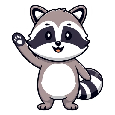 raccoon waving enthusiastically sticker