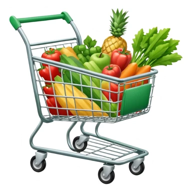 create shopping trolley emoji with green tone color sticker