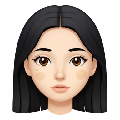 young woman with a pimple on her cheek, long black hair and natural makeup sticker