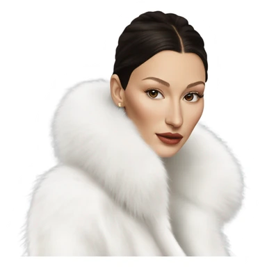 Bella hadid in white fur, minimalist style  sticker