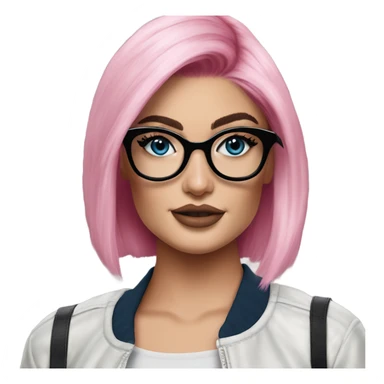 Photo Realistic kylie jenner stylish pink hair BLUE eyes and glasses elegant  sticker