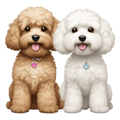 2 bichons and 1 light brown cavapoochon with a white patch on its chest sticker