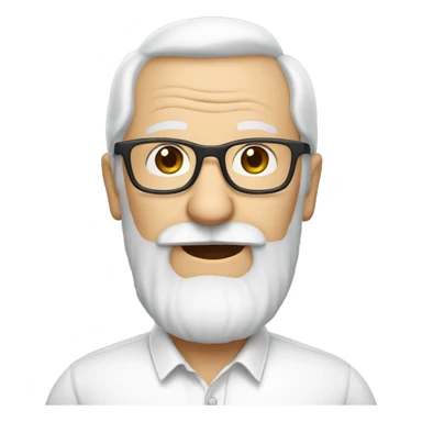 White old man with long white beard and glasses and white shirt sticker