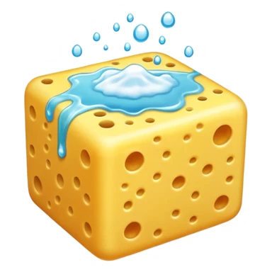 foam sponge object icon, soft sponge with soap foam, glossy wet look, 3D cartoon, mobile game icon style, centered, clean background, no text, no watermark

 sticker