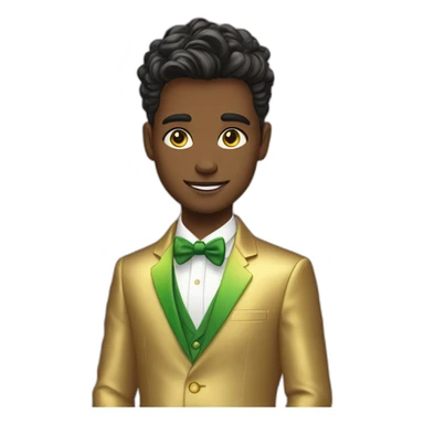 Posh-boy-with-golden-suit-and-green-eyes-and-rainbow-unicorn-hair sticker