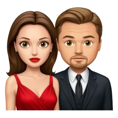 leonardo di caprio and Angelina Jolie in a red dress sticker