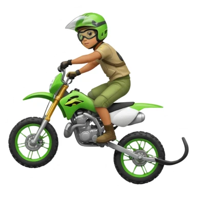 Green dirtbike with rider doing wheely sticker