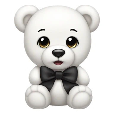 Cute white teddy bear with black bow sticker