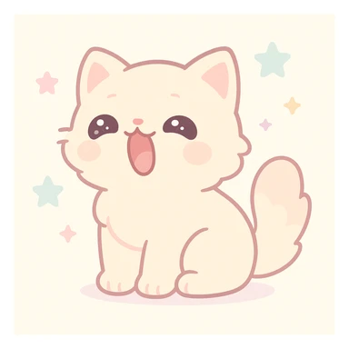 adorable sleepy cat yawning, fluffy, pastel colors, gentle morning vibe, kawaii style sticker