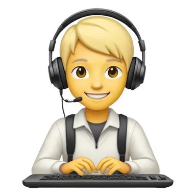 Smiley typing wearing headphones  sticker
