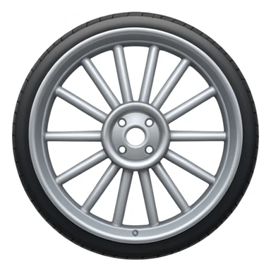 Realistic front-view wheel with perfectly symmetrical design, evenly spaced straight spokes, equal distance between each spoke, centered composition, smooth metallic texture, clean edges, no background. sticker