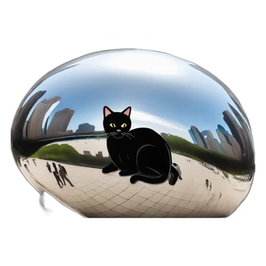 black cat sleeping on chicago bean sticker