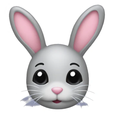 gray bunny emoji with hearts around it sticker