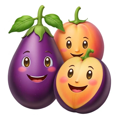 eggplant and peach combined in a humorous way sticker