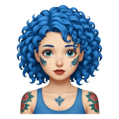 blue hair curly tattooes sticker