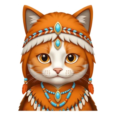Cat in a Native American costume sticker