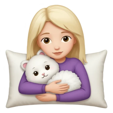 Girl hugging pillow sticker