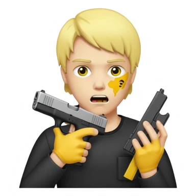 A yellow head that has a Glock in mouth sticker