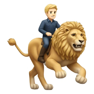 A white man riding a lion  sticker