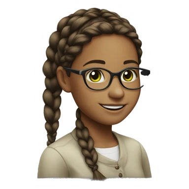 smiling girl with glasses add side braid and green ring on left hand sticker