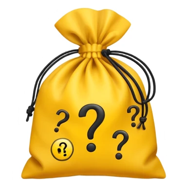 tied bag printed with q&a stuffed with yellow question marks sticker