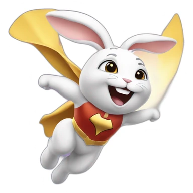 A superhero bunny flying thought the sky sticker