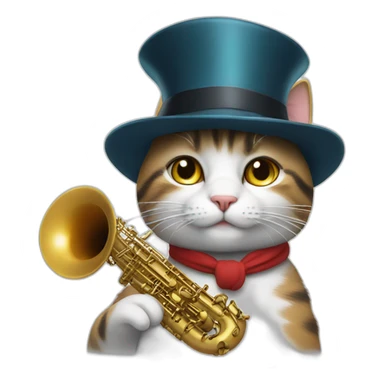 Cat with hat and saxophone  sticker