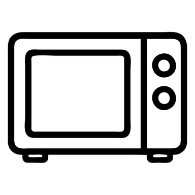 microwave icon, flat color style, bold outline, minimal details sticker