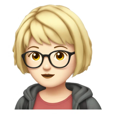 Chubby anime girl with glasses and short blonde hair sticker