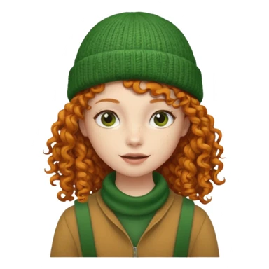  ginger girl with a green beanie with curly hair  sticker